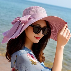 新品草帽女夏天帽子遮阳帽女海边度假沙滩帽大帽檐时尚防晒凉帽潮