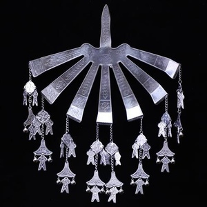 新款海南头饰项圈不变色银饰品民族风流苏发簪黎族男士项链古.