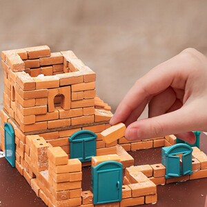 盖房子玩具儿童建筑模型小小泥瓦匠仿真手工砌砖头diy小屋子搭建