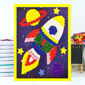 幼儿园纽扣画diy手工画材料包学生亲子作业儿童益智粘贴太空火箭