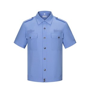 正品单位交通告示夏执勤衬衣男女保安交织绸大环扣短袖制式衬衫