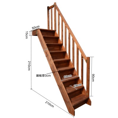 梯木阁楼楼梯家用梯平台楼梯带梯b手木梯登高实定制扶手楼扶室内
