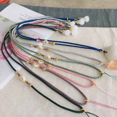 吊坠绳翡翠项链绳蜜蜡挂绳女款挂脖绳艺编织玉佩绳子绳结黄金配.