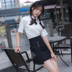 姬物语韩式制服jk裙女学院风纯欲甜酷风高腰纯黑色半身裙a字短裙