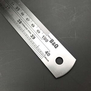 百安居1米不锈钢直尺钢尺加厚钢板尺子测量工具高精度公英制转.