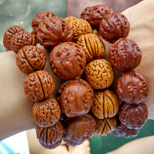 新品精品蚂蚁粗纹脑纹野山桃核手串正h圆佛珠文玩秋子核桃男女手