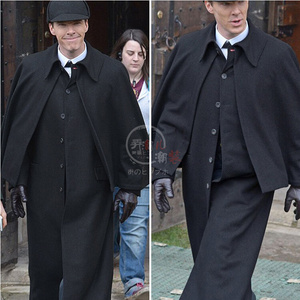 福尔摩斯周边侦探长款卷福风衣神探夏洛克同款斗篷大衣羊毛外套男