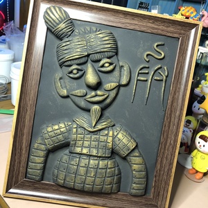 相框铜板手工兵马俑粘土复古材料仿包版画太空泥画浮雕超手工轻