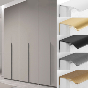 衣柜隐形拉手现代简约极简通顶加长橱柜子免打孔黑色金色柜门把手