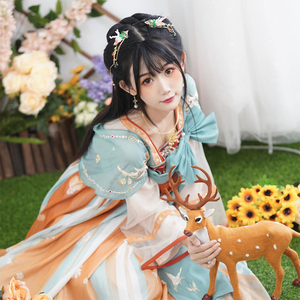 原创正品【瑶遇见神鹿】王者荣耀联名cos夏季连衣裙改良汉服女