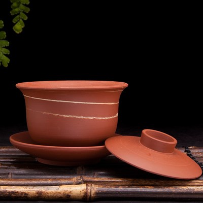 荣昌陶安陶盖碗茶杯全手工绞泥杯功夫茶具四大名陶纯手工非紫砂杯