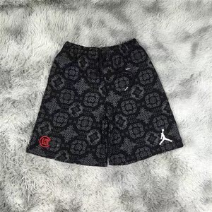 夏季潮牌clot陈冠希联名aj短裤刺绣lhogo男女暗纹丝绸中国风休闲