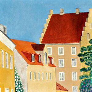 二狗姑娘 埃纳s尔乔林房子 北欧儿童房风景画挂画装饰画墙壁画墙