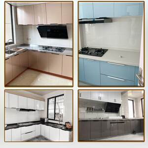 厨柜门定做钢化玻璃晶钢门厨房吊柜彩晶金刚门灶台门订制橱柜门板