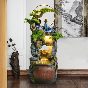 中式客厅办公室内假山喷泉流水景观养鱼缸加湿器摆件装饰造景招财