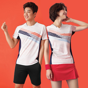 新款羽毛球服男女短袖套装比赛训练速干T恤情侣款乒乓球队服印字