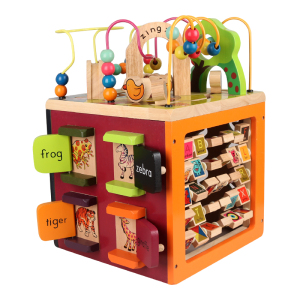 婴儿童木质四面绕珠百宝箱玩具0-3岁宝宝早教益智串珠多功能教具