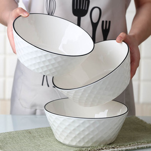 3只家用新款大号汤碗汤勺餐具套装日式盛汤陶瓷碗宿舍学生用面碗