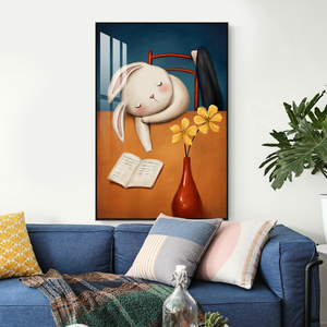 卡通兔子挂画ins风创意玄关画卧室壁画客厅沙发背景墙装饰画摆画