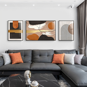 客厅挂画壁画沙发背景墙装饰画简约现代轻奢三联画北欧艺术抽象画