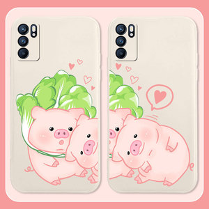 情侣手机壳适用于reno6pro猪拱白菜oppo趣味reno7se可爱findx3/4/5