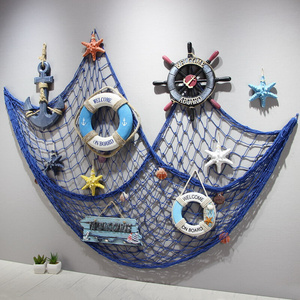 海洋风装饰渔网挂件餐厅房间墙面挂饰地中海风格民宿客房鱼网饰品