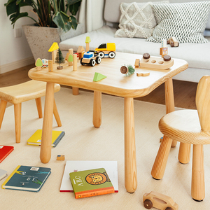 实木儿童桌椅套装宝宝游戏幼儿园玩具桌婴儿早教阅读区小桌子椅子