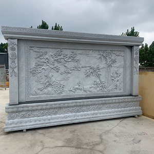 大理石花岗岩屏风壁画石雕影壁浮雕晚霞红雕刻四合院摆件风景装饰