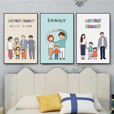 家庭画三口组合装m饰一家人客厅四口幸福四季一家之家沙发墙面三.