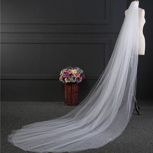 欧美新娘结婚头纱长款3米单层头纱带发梳头纱晚礼服双层拖尾头纱