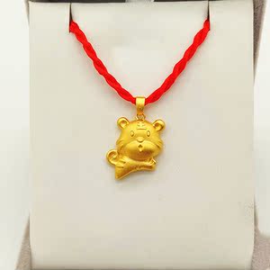 黄金吊坠老凤祥和小老虎生肖吊坠男女儿童款虎年本命年项链金饰品