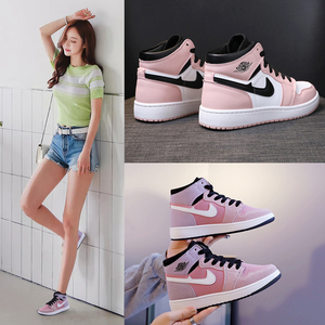 aj粉色高帮空军一号正品官网2021新款樱花粉春秋情侣aj经典款女鞋