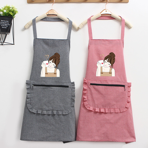 棉布围裙拉链兜无袖家用厨房做饭时尚韩版工作服男女裙子罩衣定制