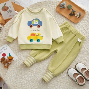 婴儿衣服春秋季纯棉可爱休闲套装外出服5-6-7个月1岁男女宝宝春装