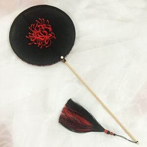 手工古风团扇彼岸花长柄扇子diy材料包刺绣饰品中国风汉服配饰.