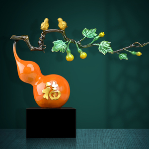 纯铜葫芦摆件五福临门客厅招财乔迁礼品刻字中式装饰品福禄吉祥