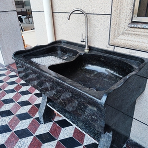 大理石洗衣池阳台家用花岗岩洗衣池带搓板整石洗衣台石材一体水槽