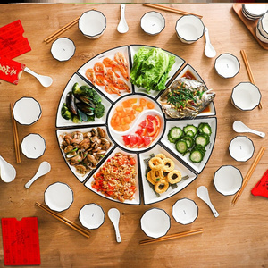 年夜饭餐具梯形拼盘组合套餐团圆菜盘聚餐陶瓷家用碗筷盘子碟摆盘