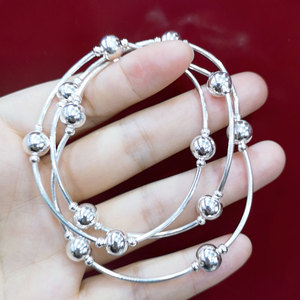 50广辉百货淘宝纯银圈圈手链女多层珠子串珠复古999足银ins小众夏季