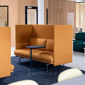 办公高靠背卡座沙发休息区接待洽谈室设计师私密定制隐私高背沙发
