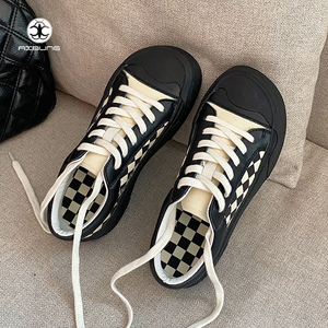 艾尚鞋邦鞋子女夏季透气百搭棋盘格低帮帆布鞋2022新款休闲小白鞋