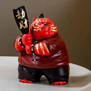 办公室桌面小老虎摆件国潮劫财招财虎客厅电视柜茶几装饰生日礼物