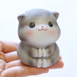 日式可爱的小猫咪日系系猫猫玩偶摆g件办公室桌面物件陶瓷礼物