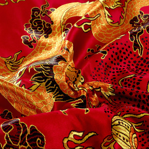 恒源祥百子图被套结婚丝绸织锦百c缎子被龙百子千孙套凤婚庆被罩