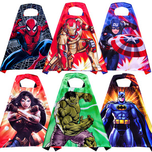 万圣节儿童超级英雄印花动漫披风蜘蛛侠奥特曼美国队长衣服装扮