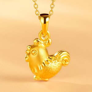 金鸡吊坠999足金