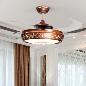 名家汇隐形风扇灯家用餐厅吊灯轻奢客厅吊扇灯卧室静音复古遥控