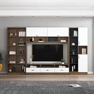 定制客厅书柜2021新款电视机柜组合背景墙柜轻奢一体现代简约高柜