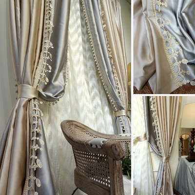 轻奢欧式法式公主风客厅卧室飘窗复古巴洛克美式高精密绸缎窗帘.