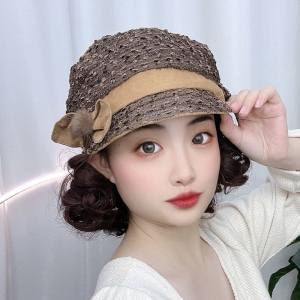 秋冬新款帽子假发女一体加绒妈妈帽中老年短款卷发洋气时尚全头套